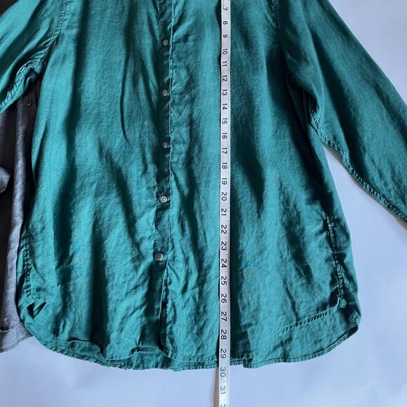 TWO Uniqlo linen shirts women's size XL gray, green - Picture 8 of 9